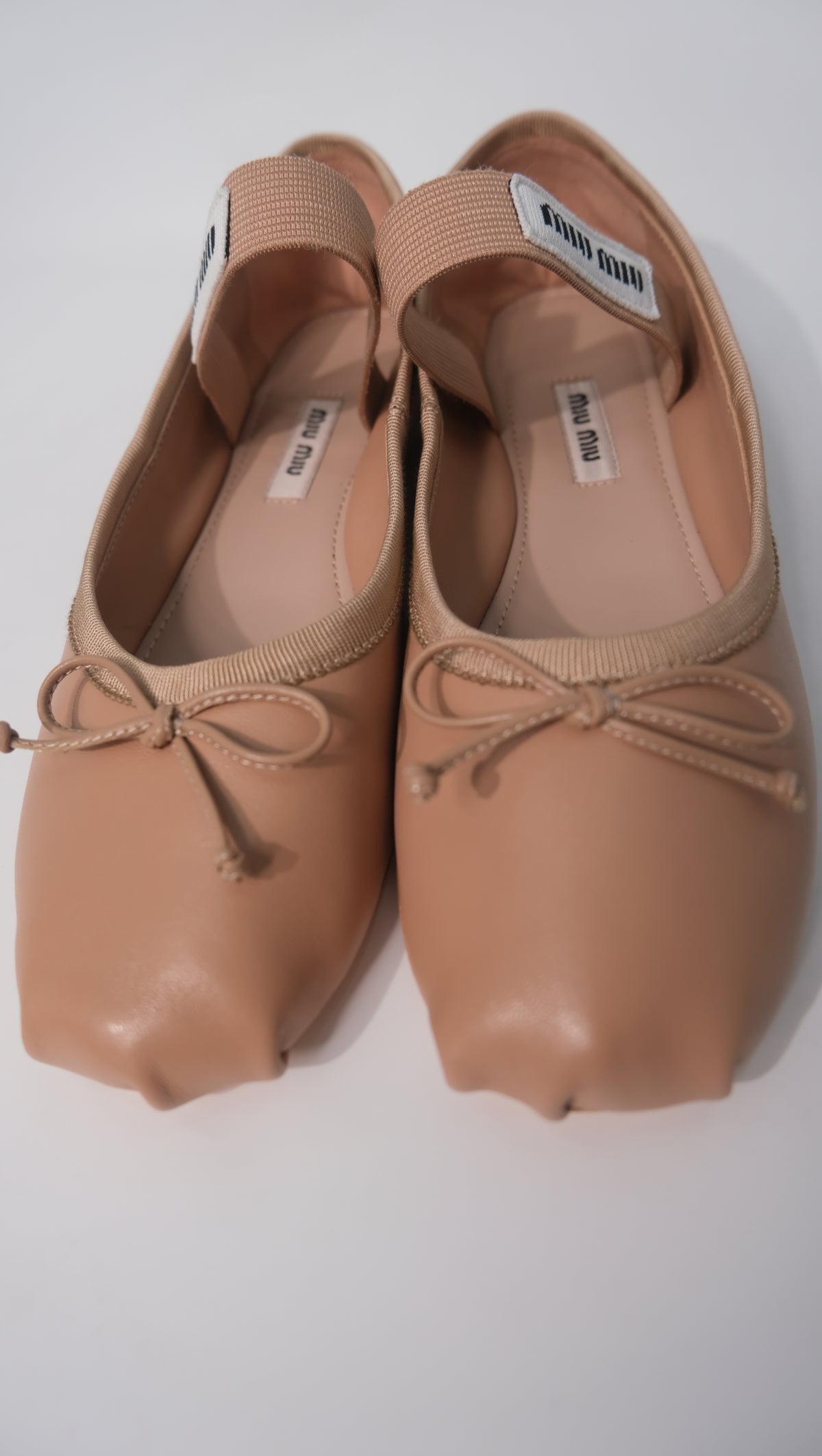 Miu Miu Leather Ballet Flats (Nude/Pink)