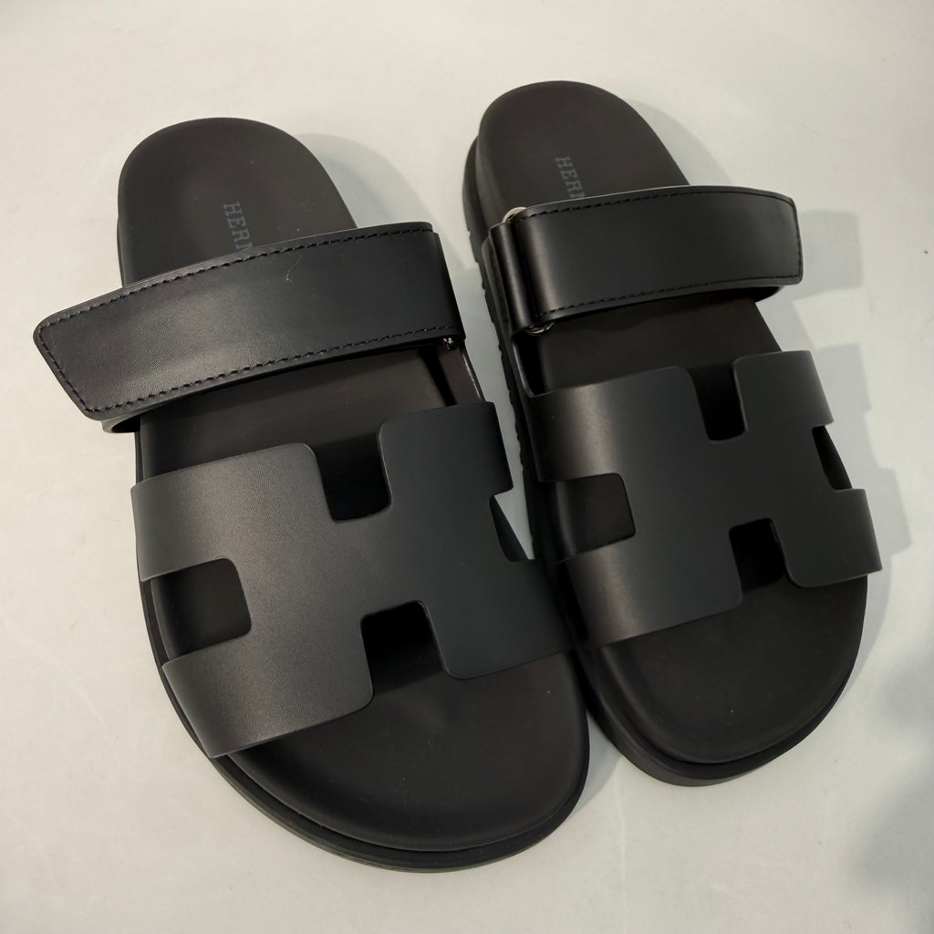 Hermes Chypre Black Sandals