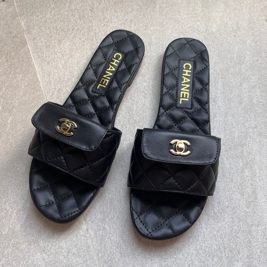Chanel Quilted Slides