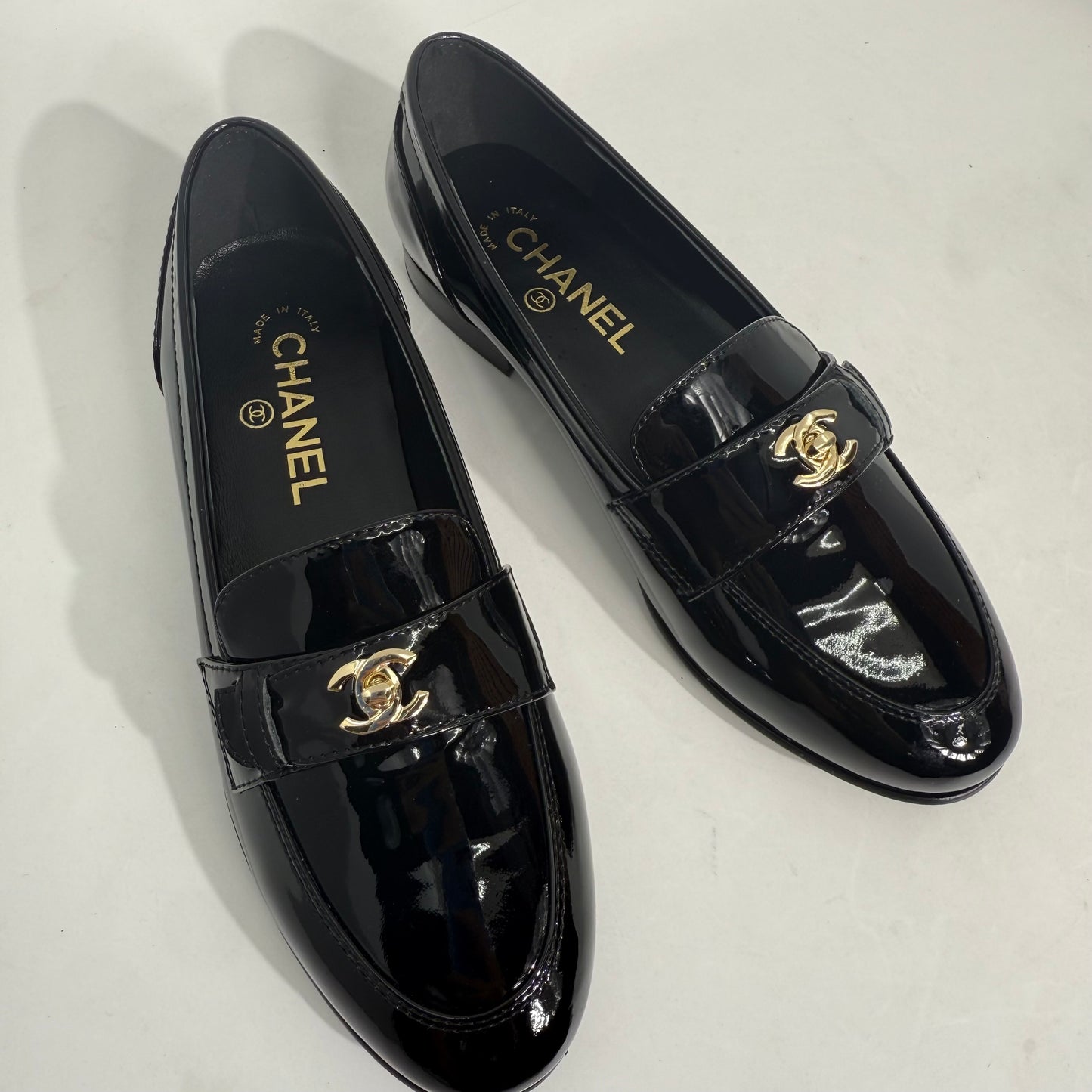 Chanel Loafers Black Patent