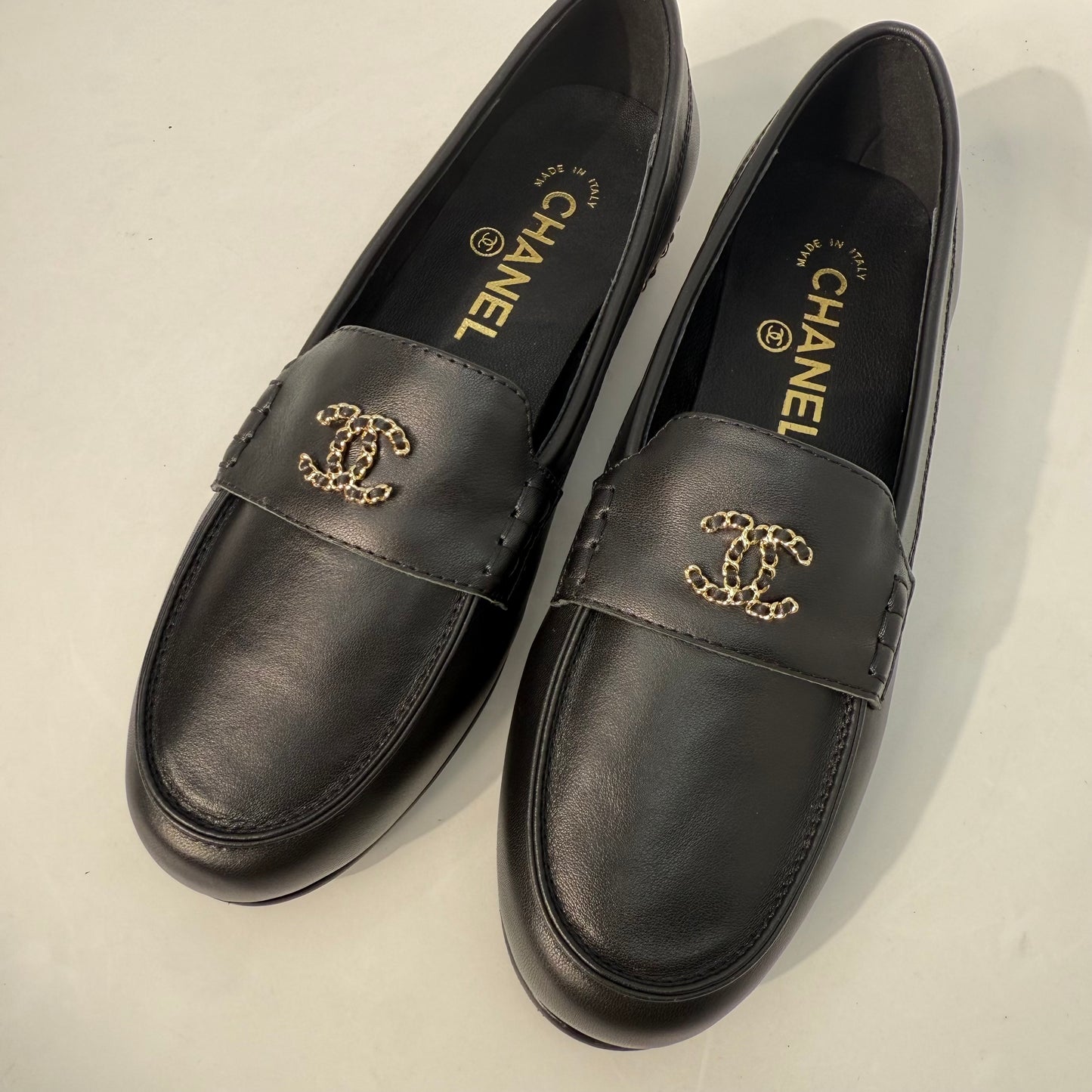 Chanel Calfskin CC Chain Mocassin Loafers