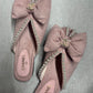 Chanel Pearl Ribbon Suede Flats