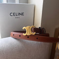 Celine Triomphe Belt Slim Brown