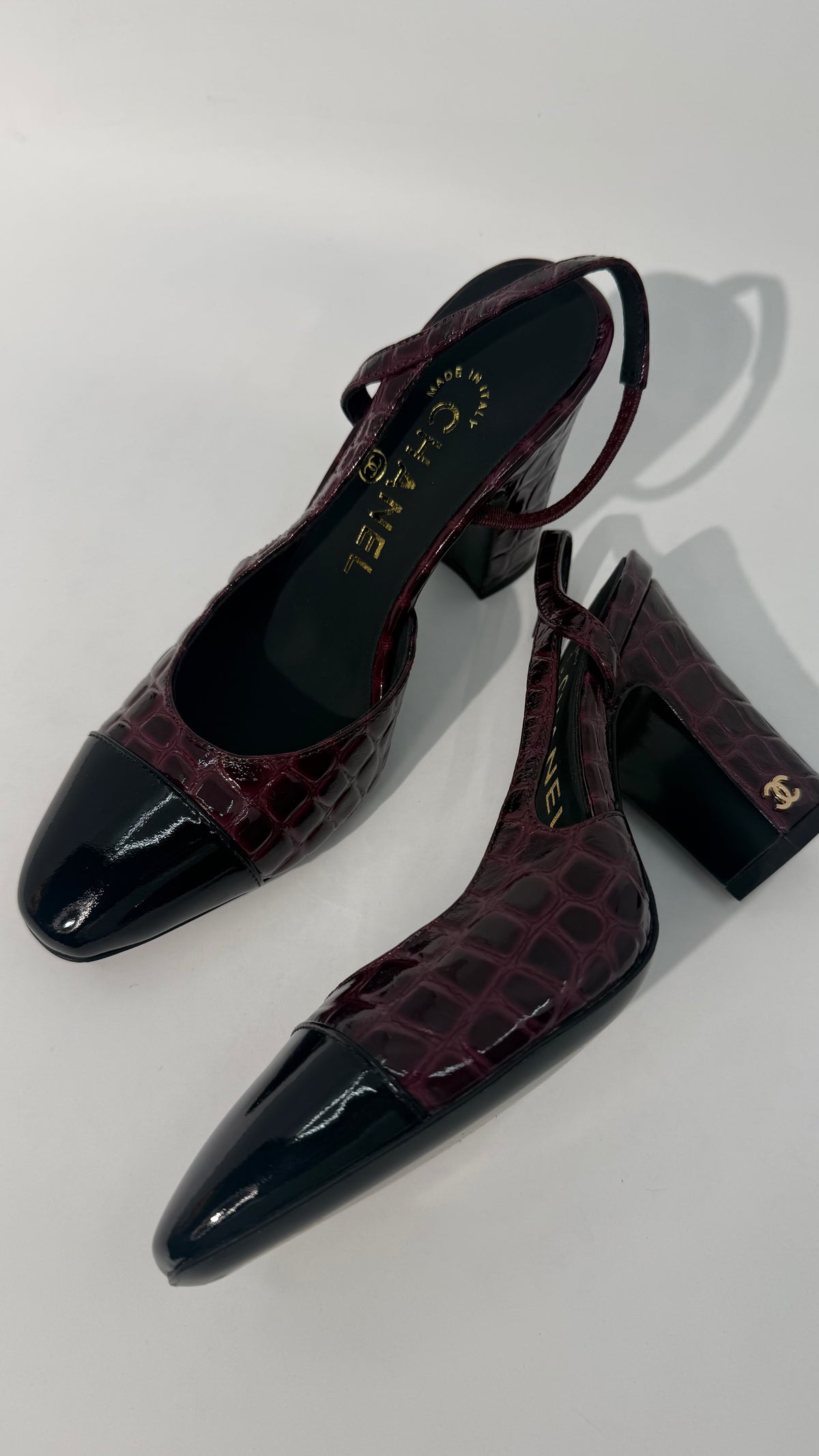 Chanel Croc Slingback Pumps