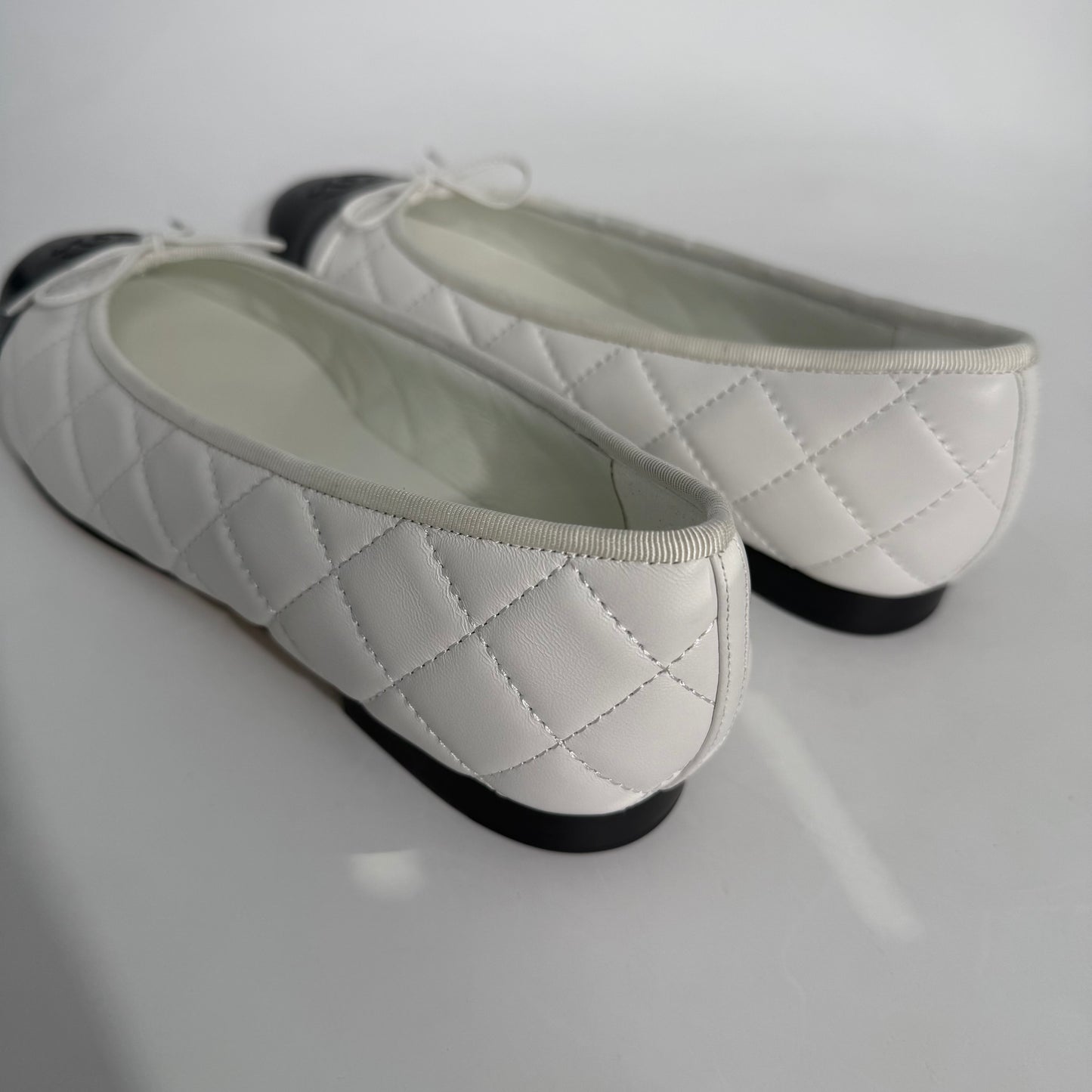 Chanel Quilted Ballet Shoes (White)