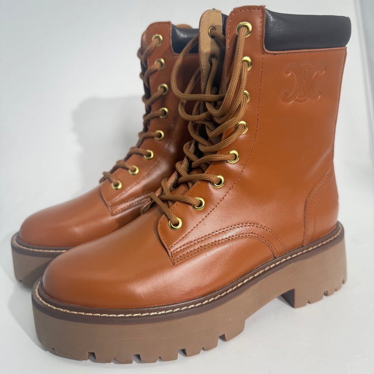 Celine Leather Lace-Up Boots