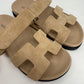 Hermes Chypre Suede Nude Sandals