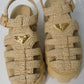 Prada Monolith Crochet Cage Sandals (Nude)