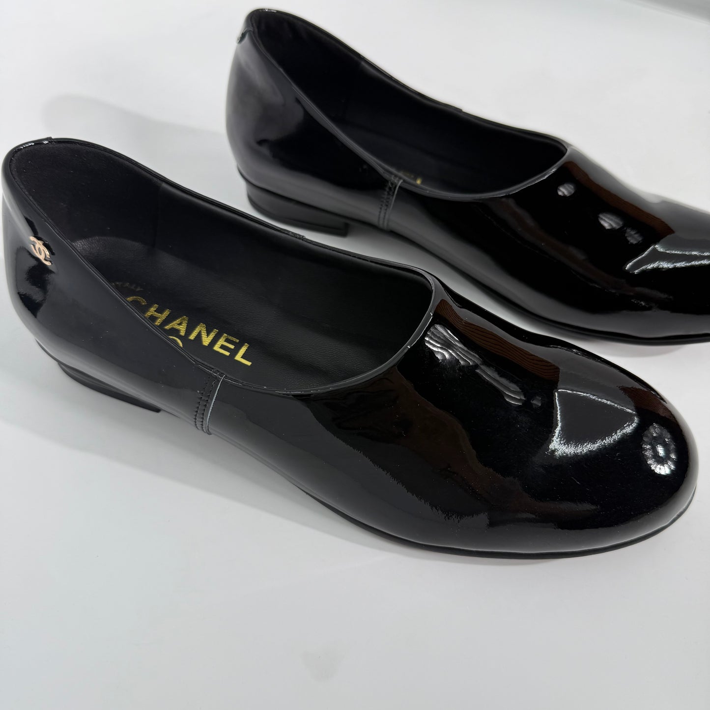 Chanel 25C Black Patent Leather Loafers