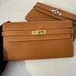 Hermes Kelly Wallet (Tan) GHW