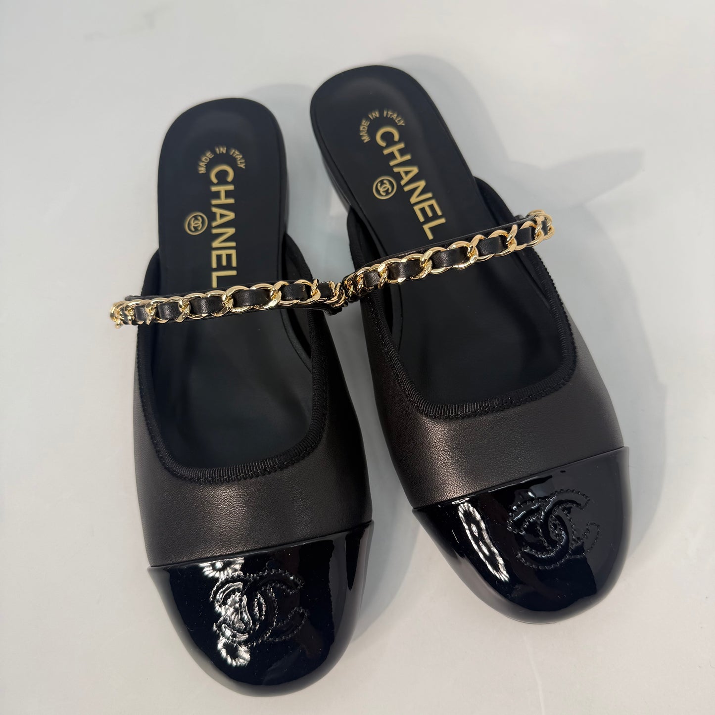 Chanel Mary Jane Mule Patent Captoe