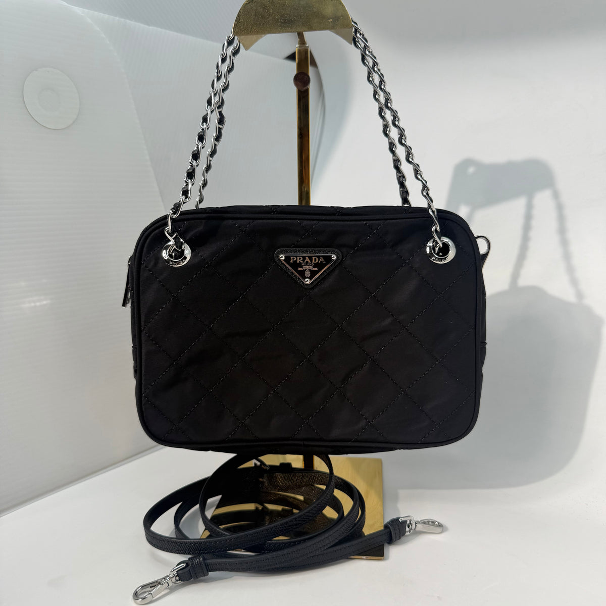 Prada Tessuto Impuntu Quilted Crossbody Bag