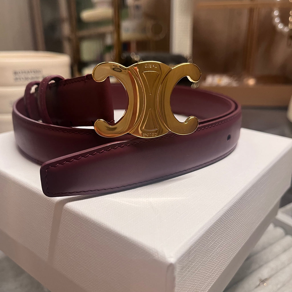 Celine Triomphe Belt (Wine Red)