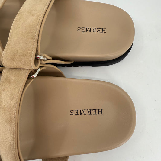 Hermes Chypre Suede Nude Sandals