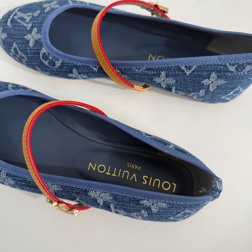 Louis Vuitton Denim Mary Jane Flats