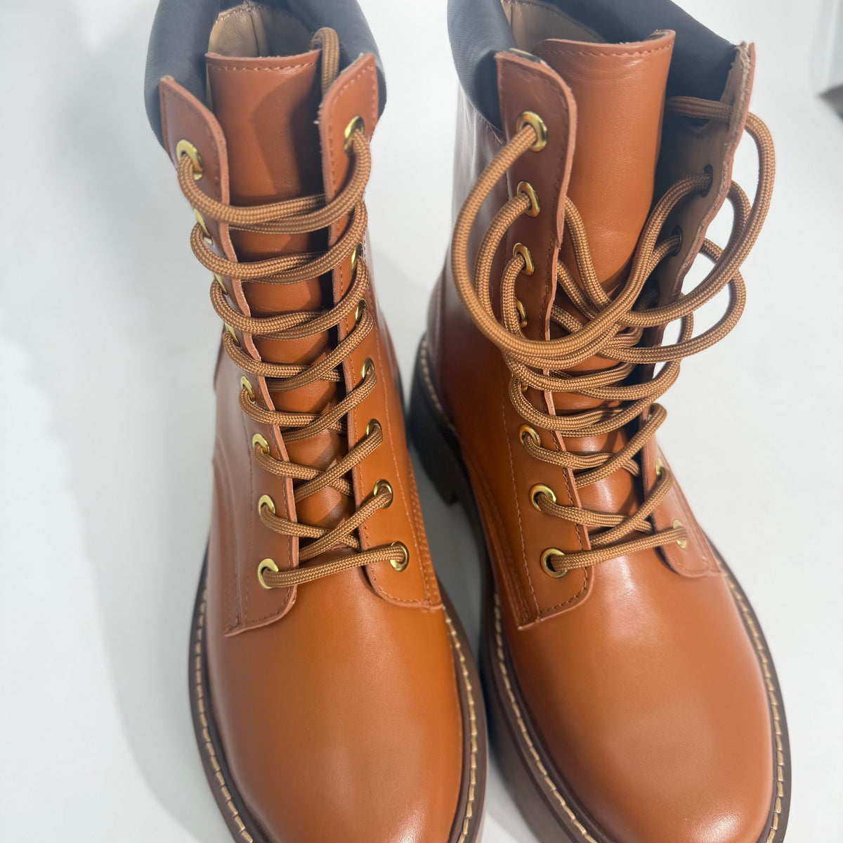Celine Leather Lace-Up Boots