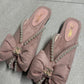 Chanel Pearl Ribbon Suede Flats