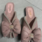 Chanel Pearl Ribbon Suede Flats