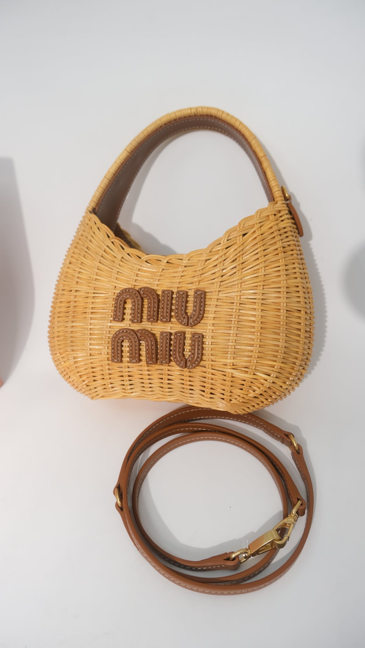 Miu Miu Wander Wicker Hobo Bag