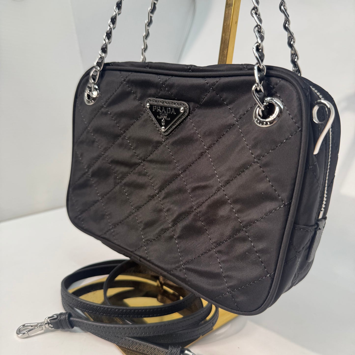 Prada Tessuto Impuntu Quilted Crossbody Bag