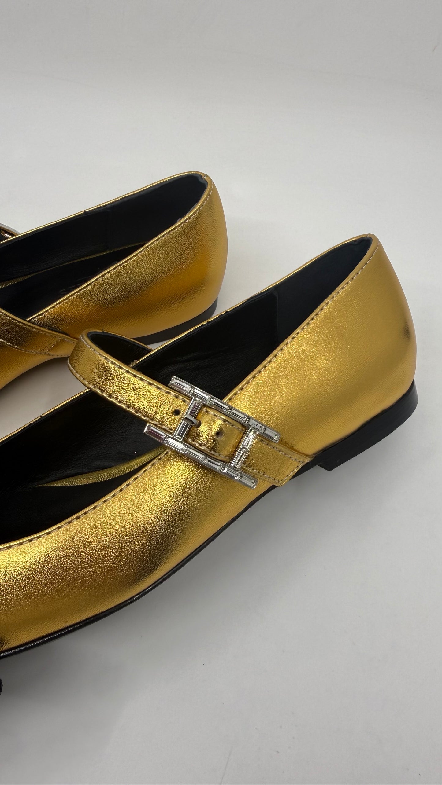 Hermes Mary Jane Gold Shoes