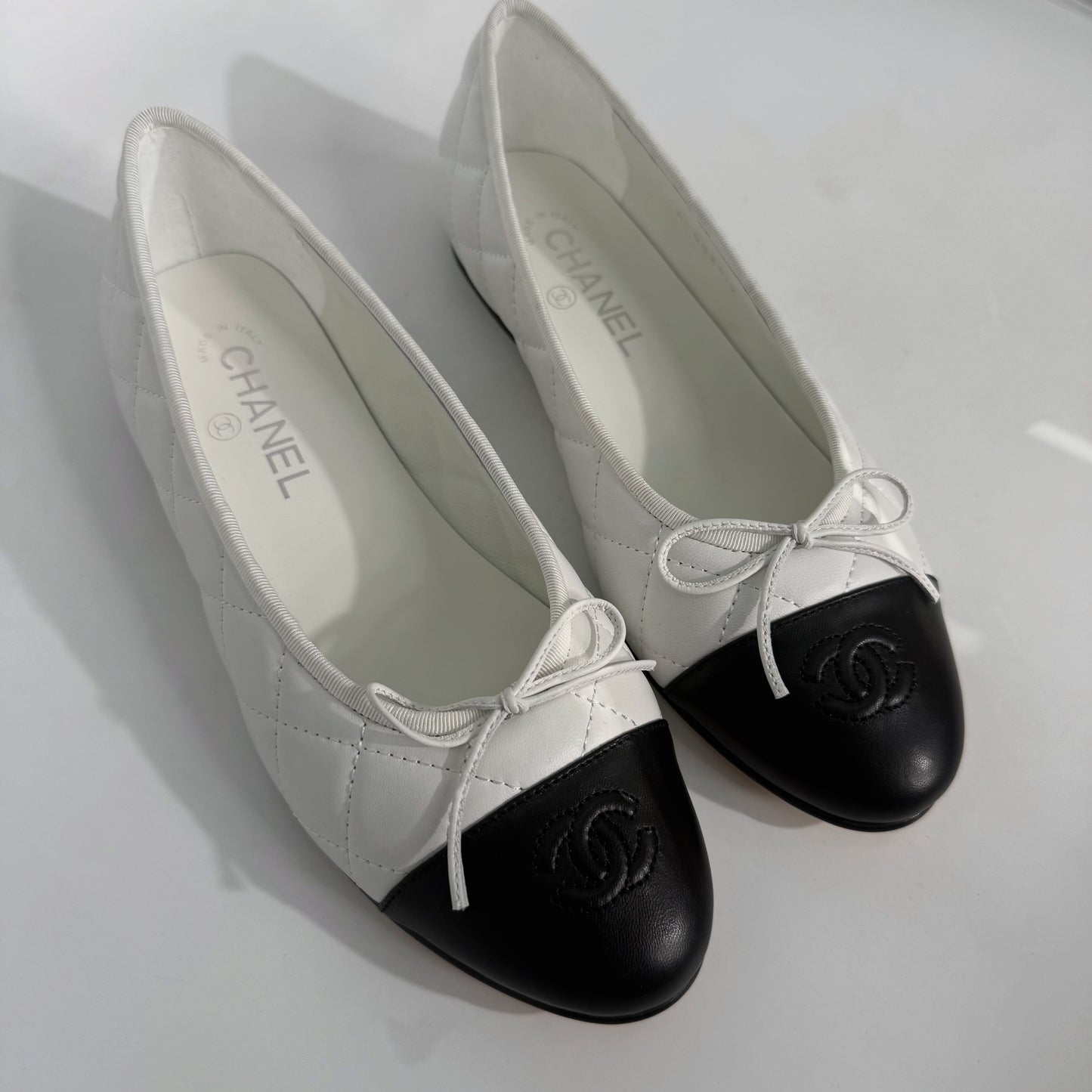 Chanel Quilted Ballet Shoes (White)