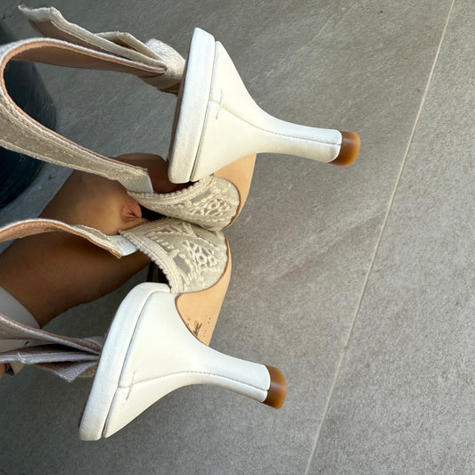 Christian Dior Lace Slingback Kitten Heels