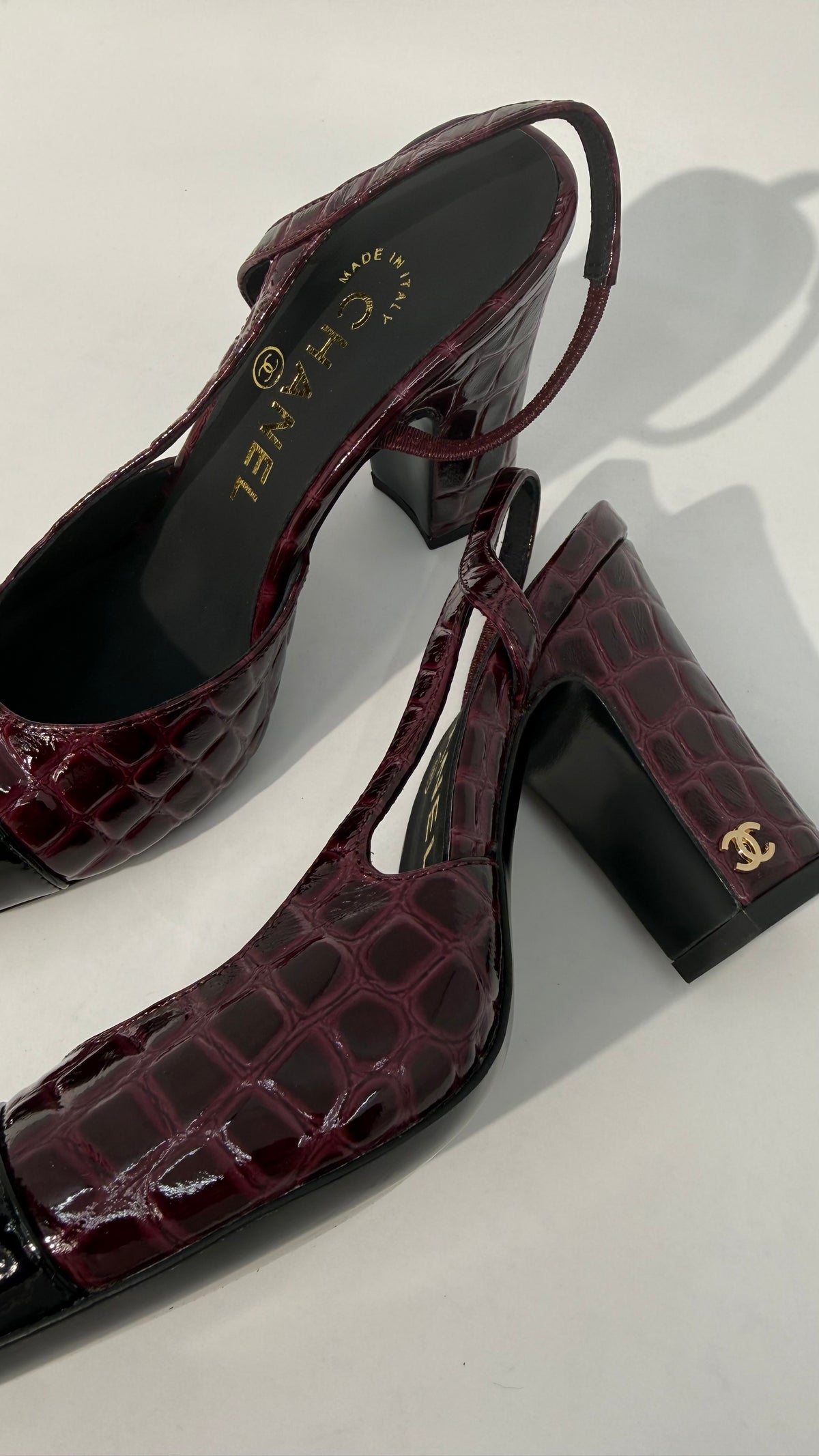 Chanel Croc Slingback Pumps