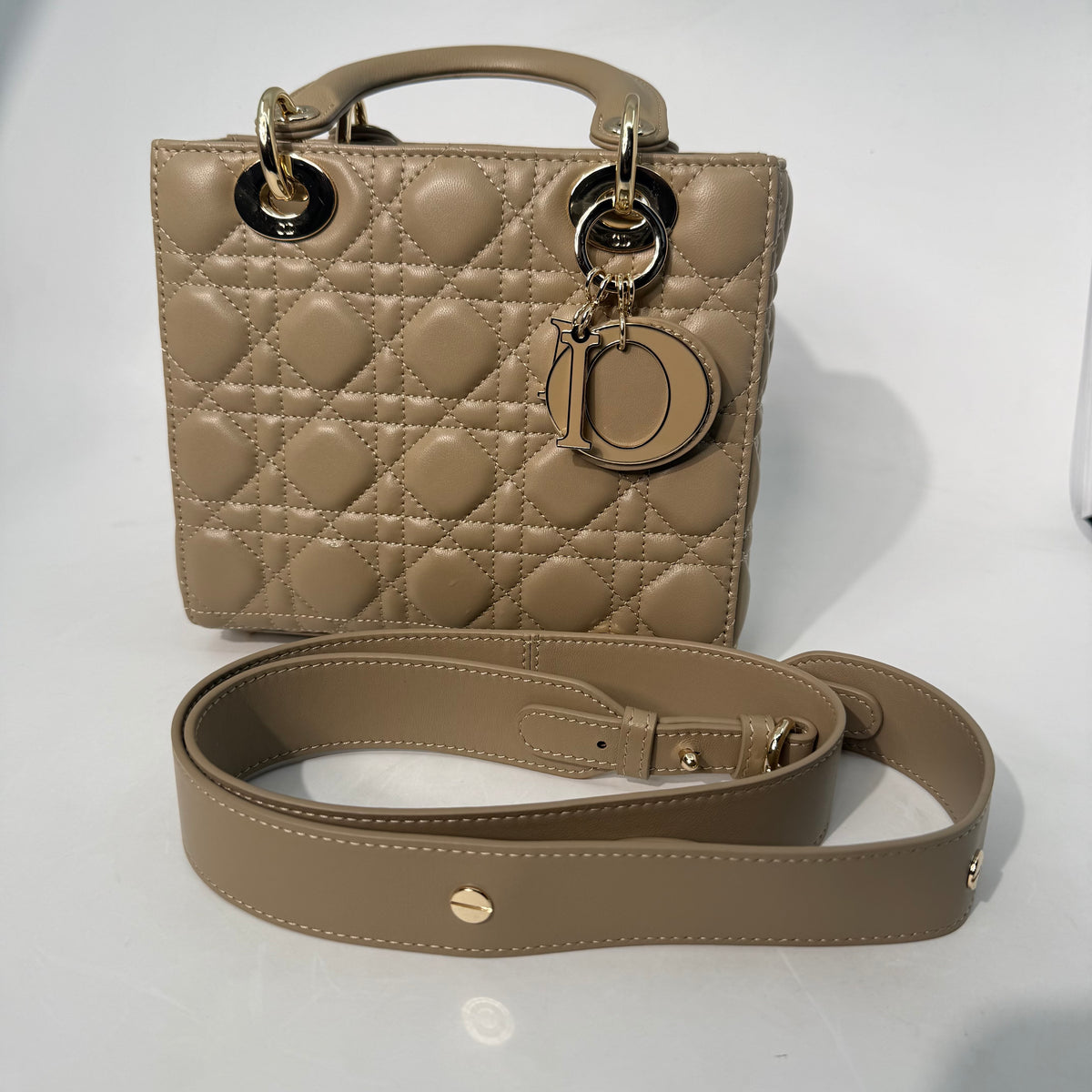 Lady Dior Cannage Taupe Crossbody