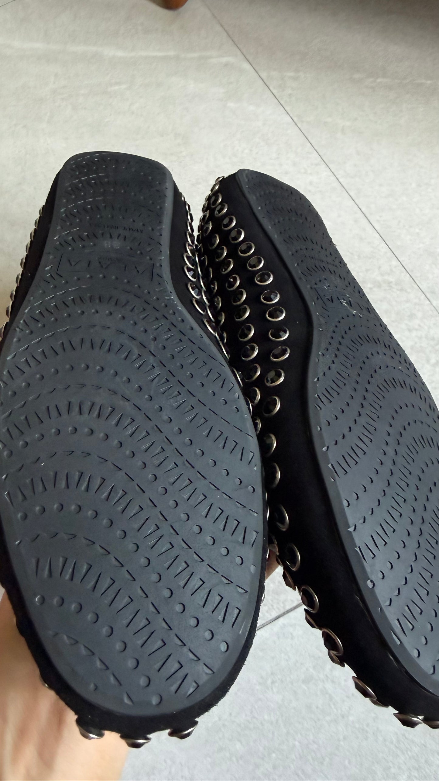 Alaia Black Crystal Flats
