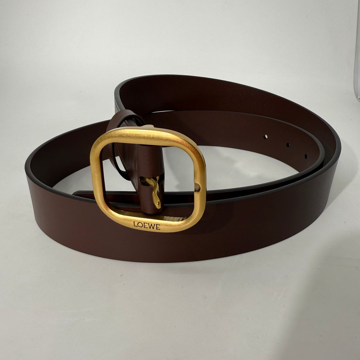 Loewe Buckle Belt (Dark Brown/Maroon)