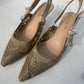 Christian Dior Lace Gold Kitten Heels
