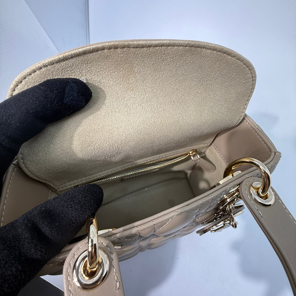 Lady Dior Cannage Taupe Crossbody