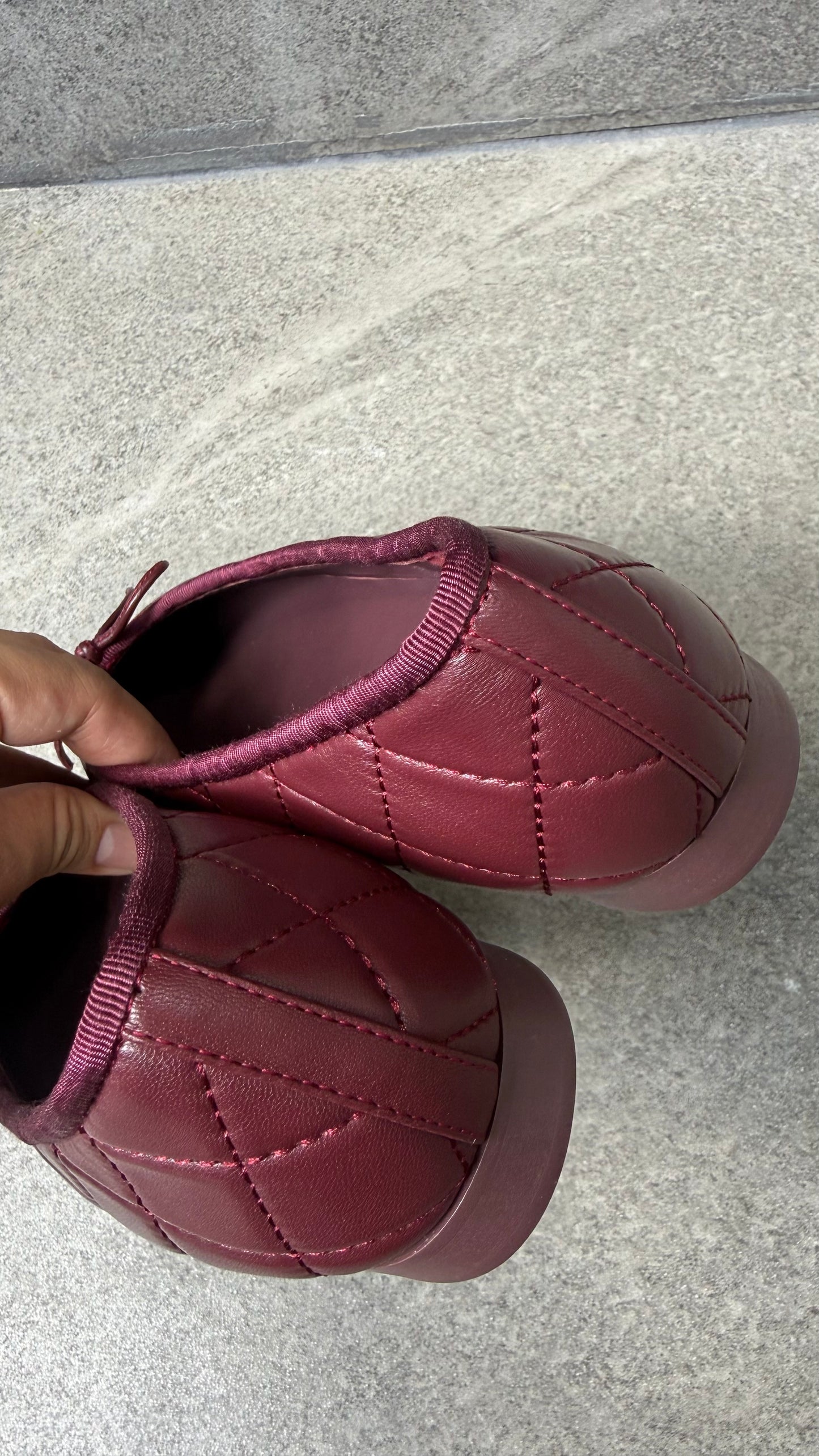 Chanel Quilted Ballet Shoes Maroon