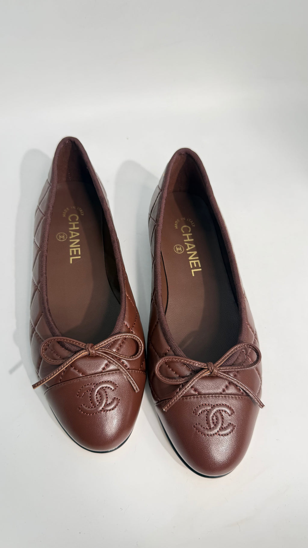 Chanel Quilted Brown Ballet Shoes