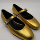 Hermes Mary Jane Gold Shoes