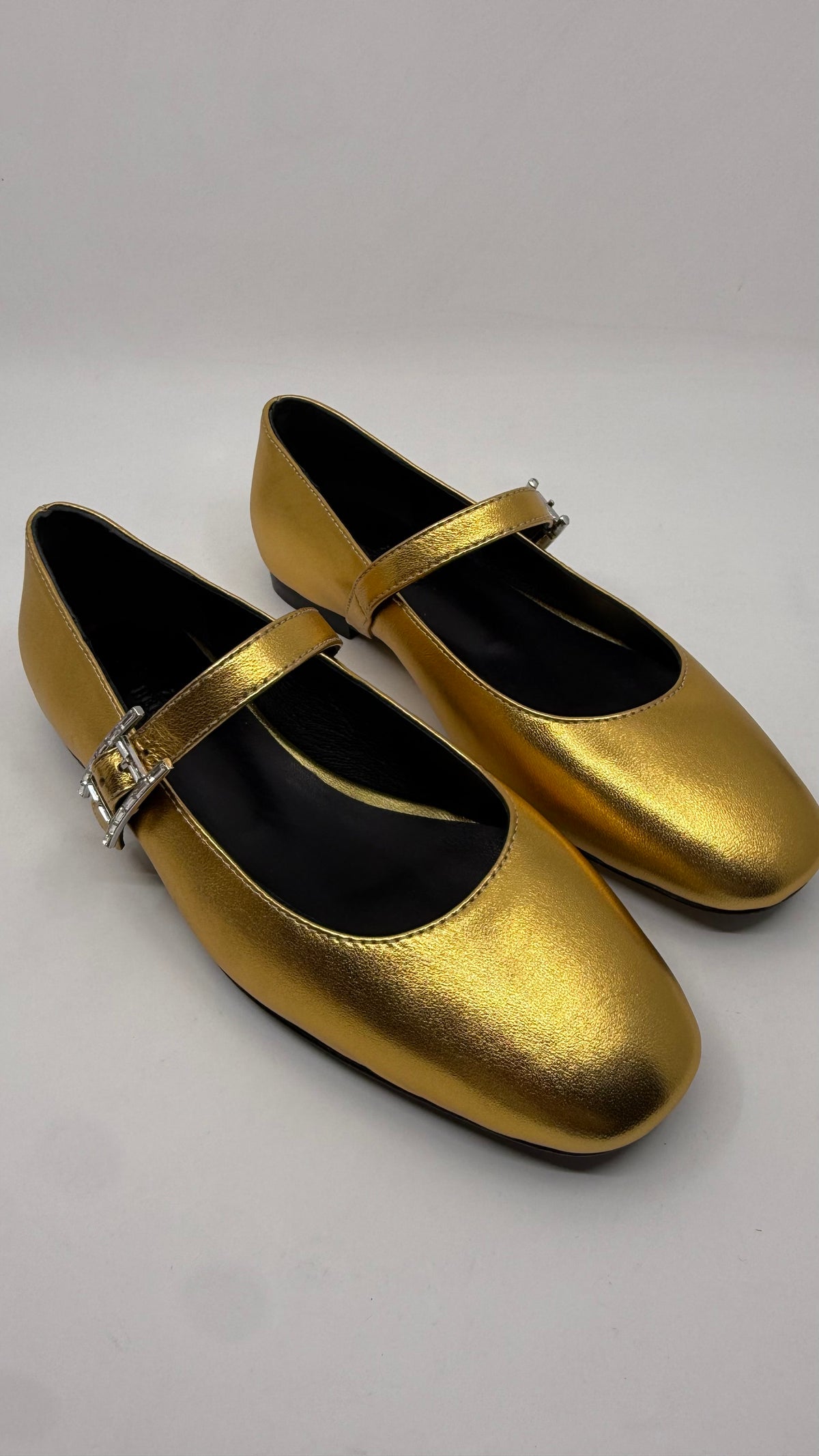 Hermes Mary Jane Gold Shoes