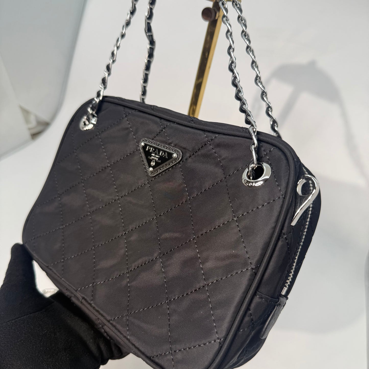 Prada Tessuto Impuntu Quilted Crossbody Bag