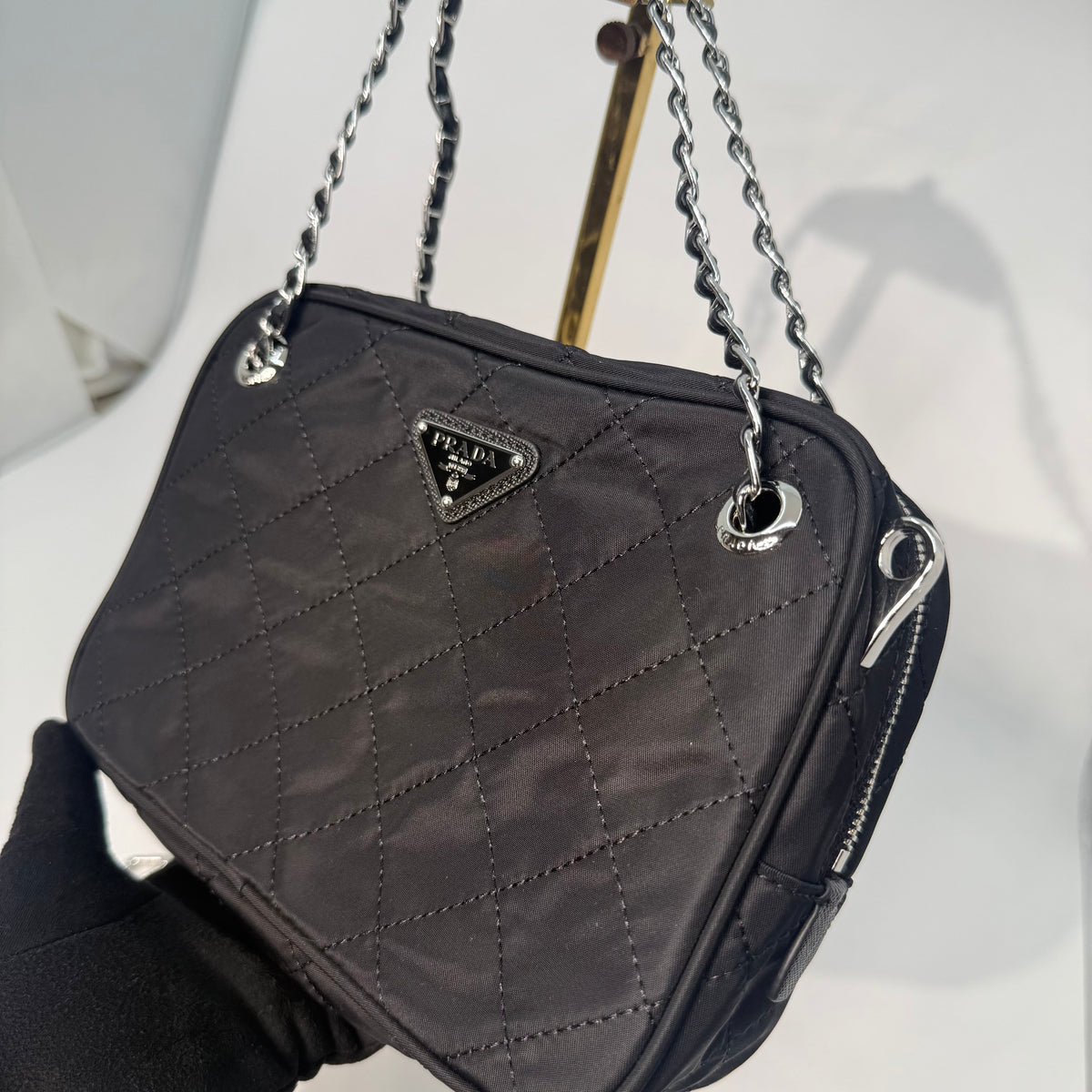 Prada Tessuto Impuntu Quilted Crossbody Bag
