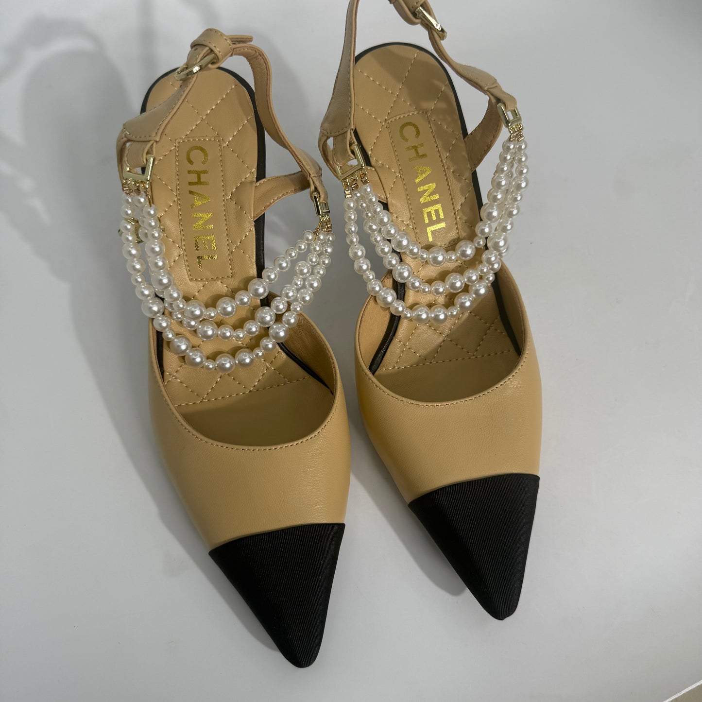 Chanel Pointed Pearl Slingback