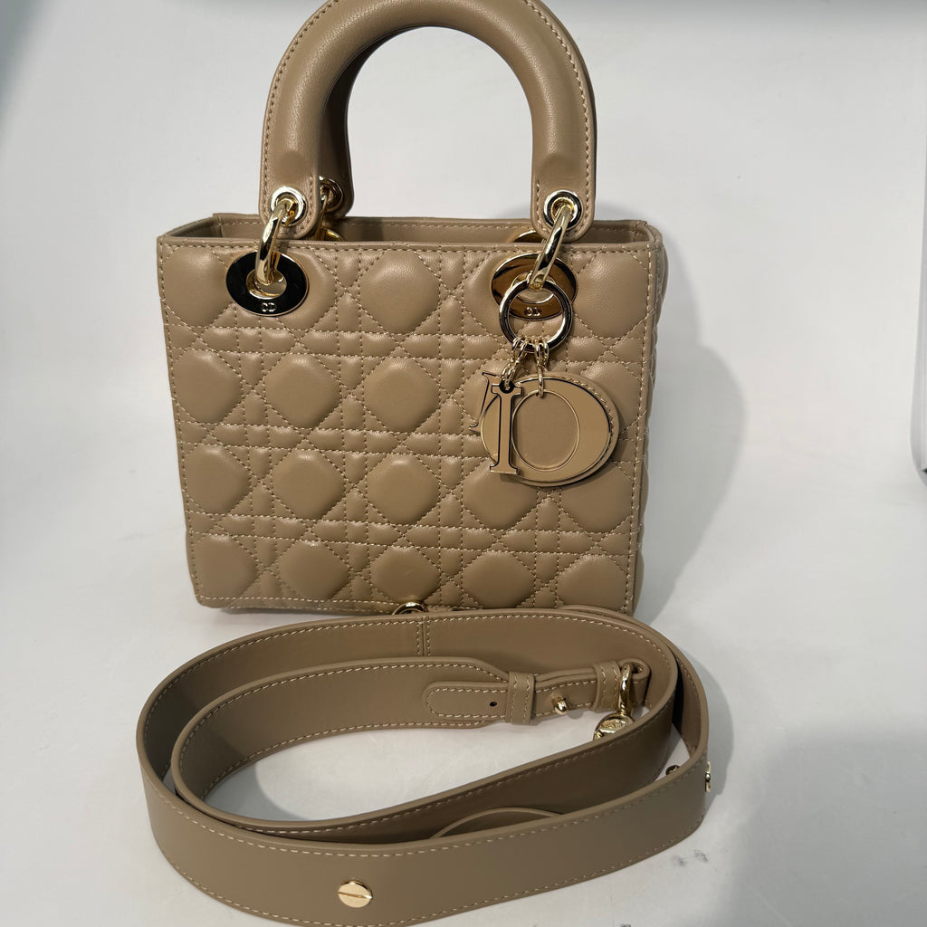 Lady Dior Cannage Taupe Crossbody