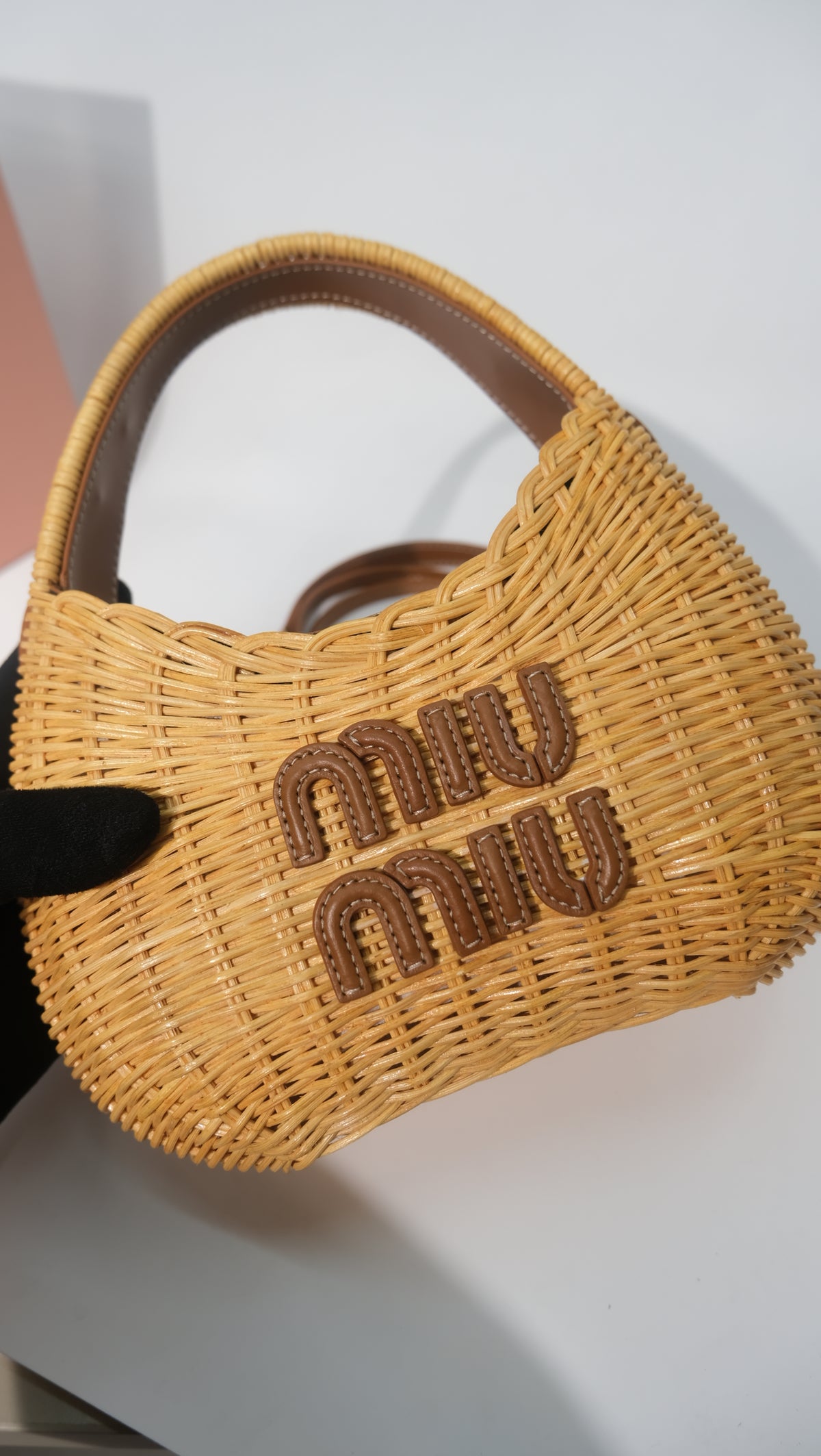 Miu Miu Wander Wicker Hobo Bag
