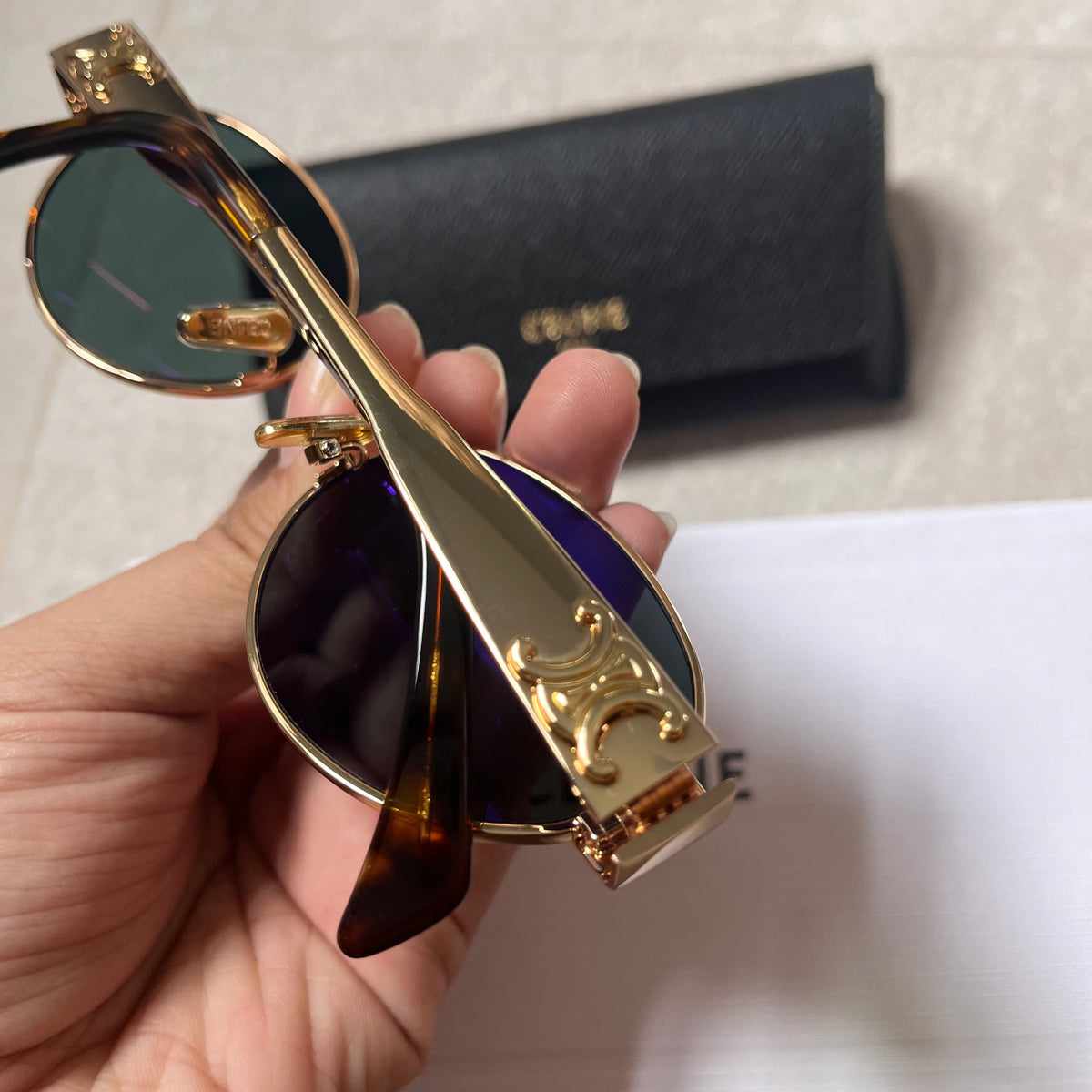 Celine Sunglasses (6.0) Gold/Green