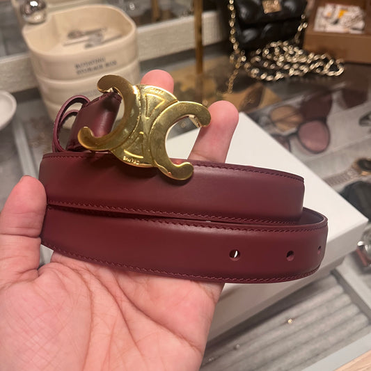 Celine Triomphe Belt (Wine Red)