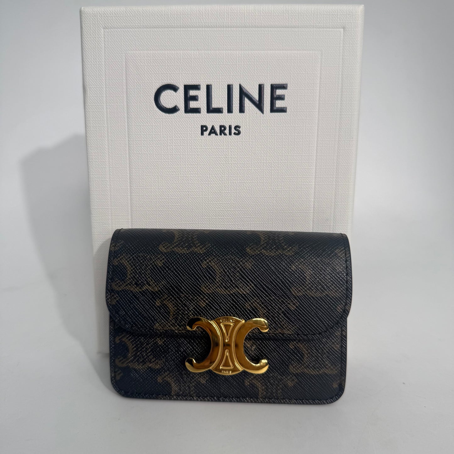 Celine Card Holder with Flap Triomphe in Triomphe Canvas