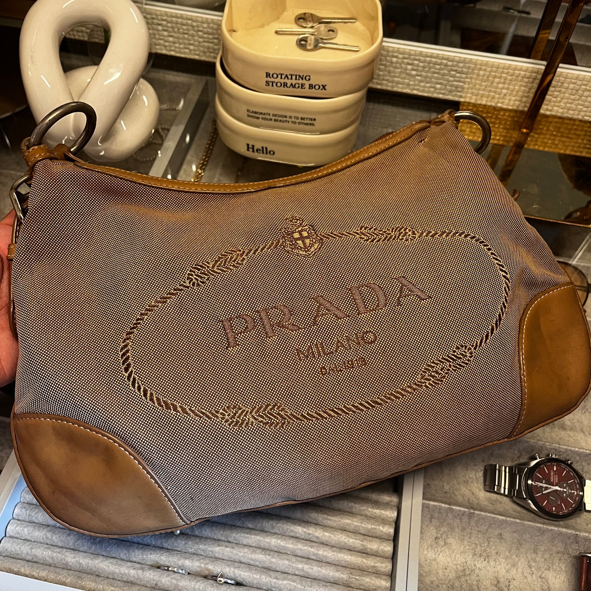 Prada Canvas Baguette