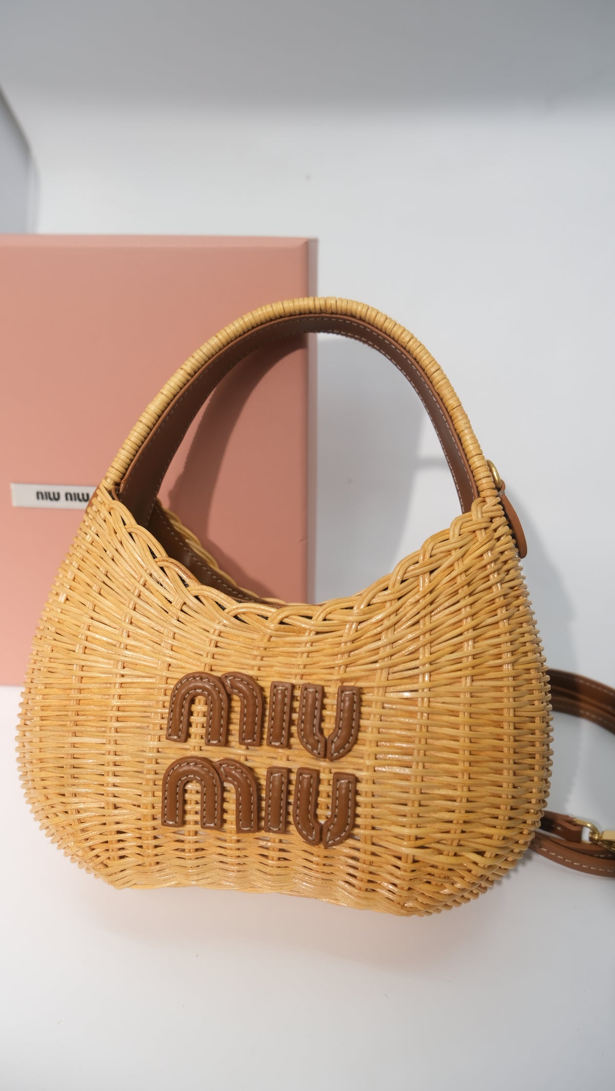Miu Miu Wander Wicker Hobo Bag