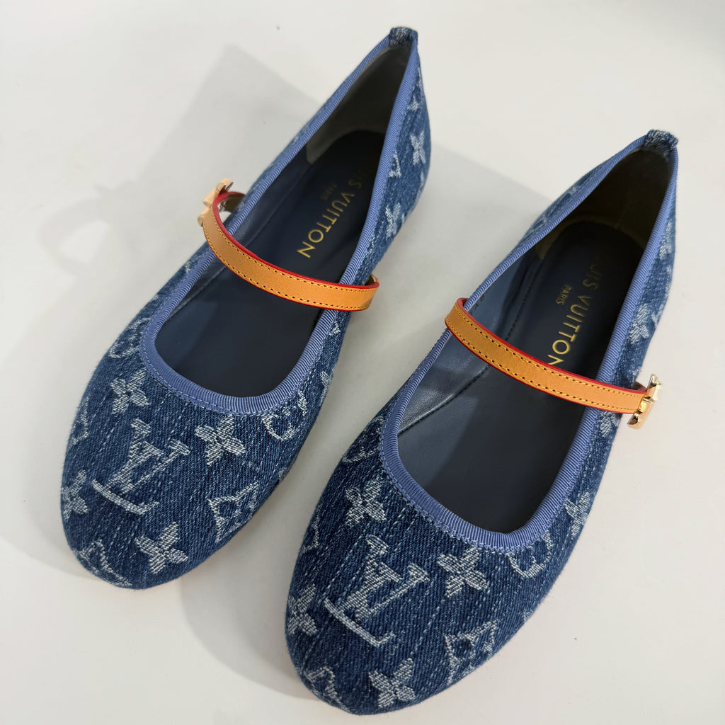 Louis Vuitton Denim Mary Jane Flats
