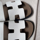 Hermes Chypre Sandals Tan/White