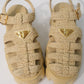 Prada Monolith Crochet Cage Sandals (Nude)